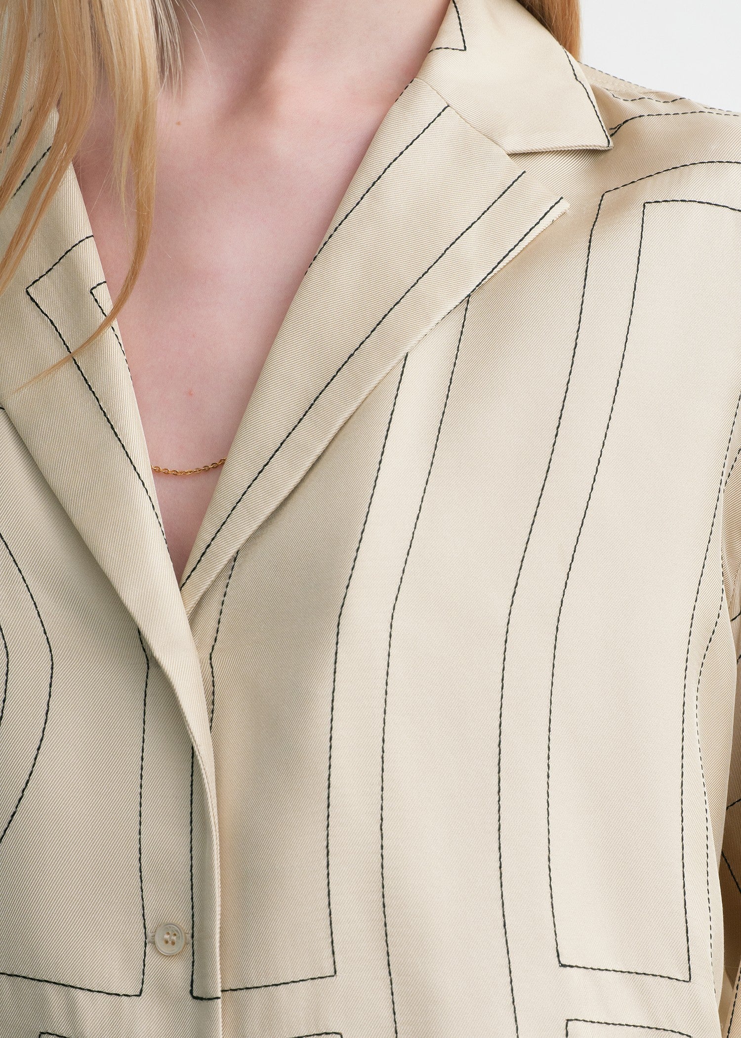 Monogram silk pj top ivory