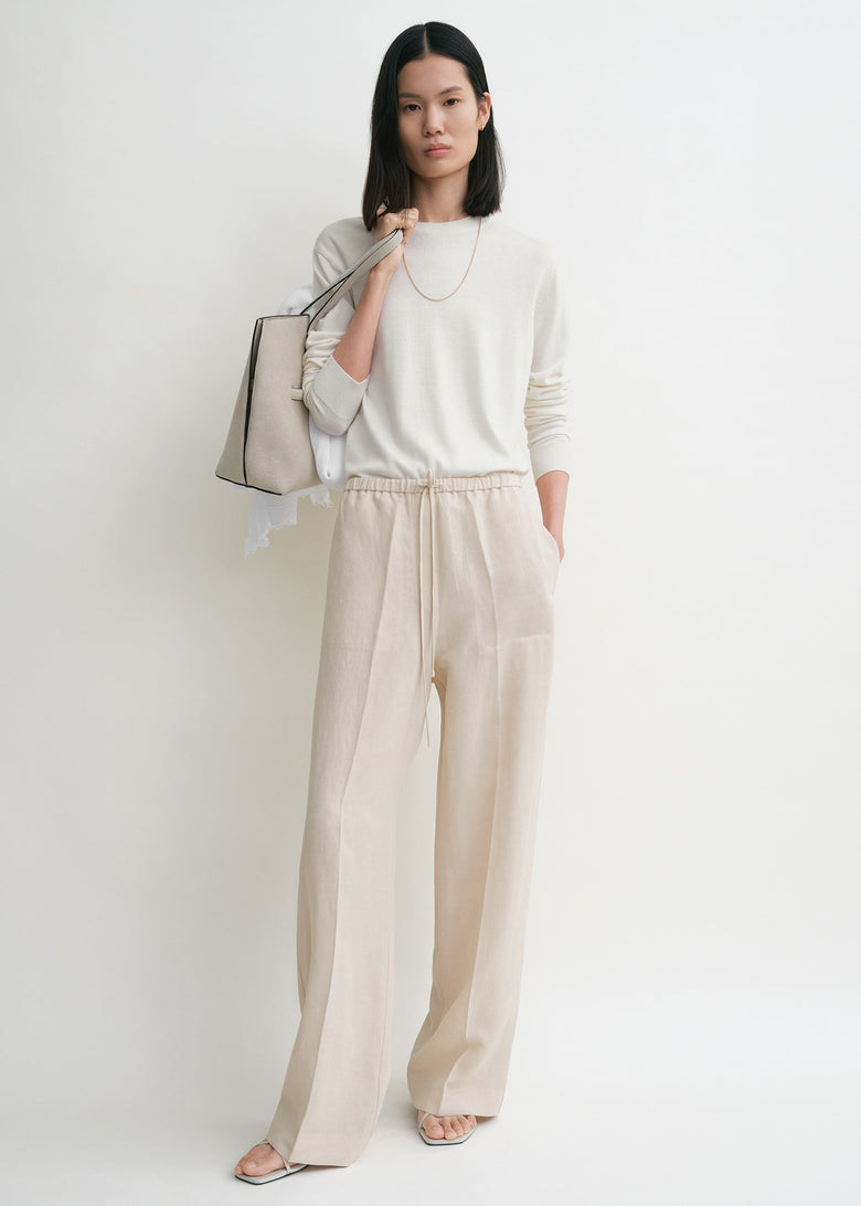 Fluid drawstring trousers oyster
