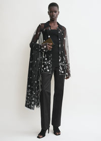 Floral tulle shirt black/white