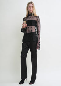 Floral tulle blouse black