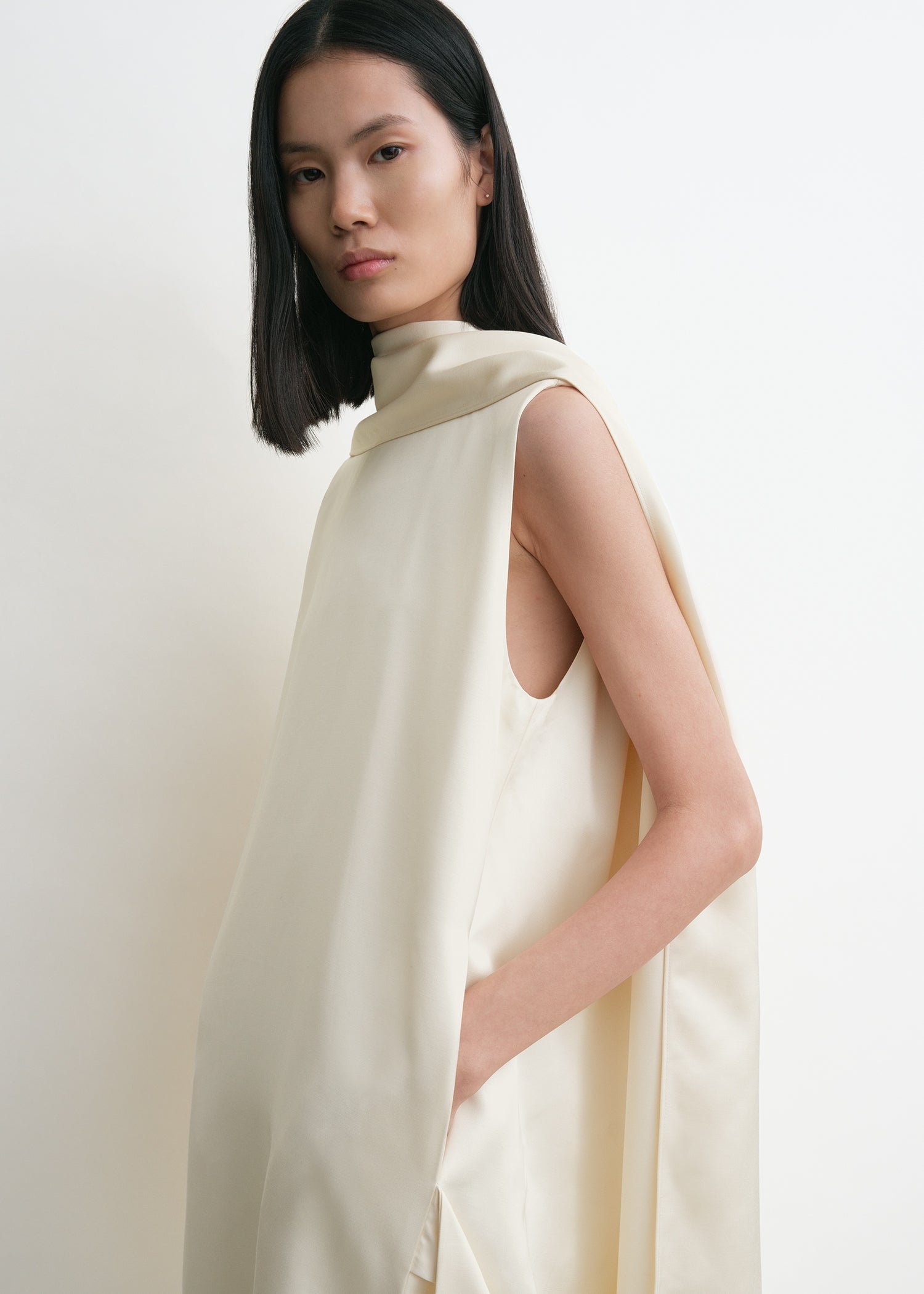 Cocoon scarf dress ecru