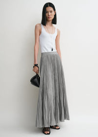 Crinkled plissé skirt pale grey