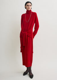 Double-sleeve turtleneck dress poppy