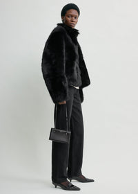 Silky shearling jacket black