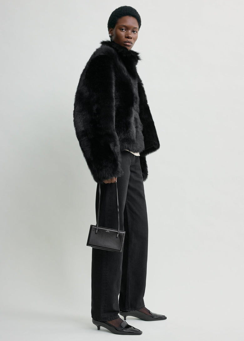 Silky shearling jacket black