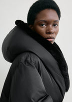 Cinched puffer jacket black
