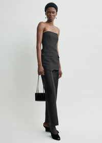 Strapless crepe pocket top black