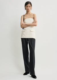 Strapless crepe pocket top ecru