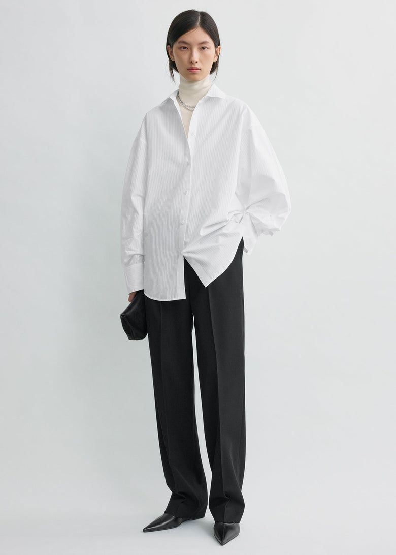 Oversized striped shirt white petite