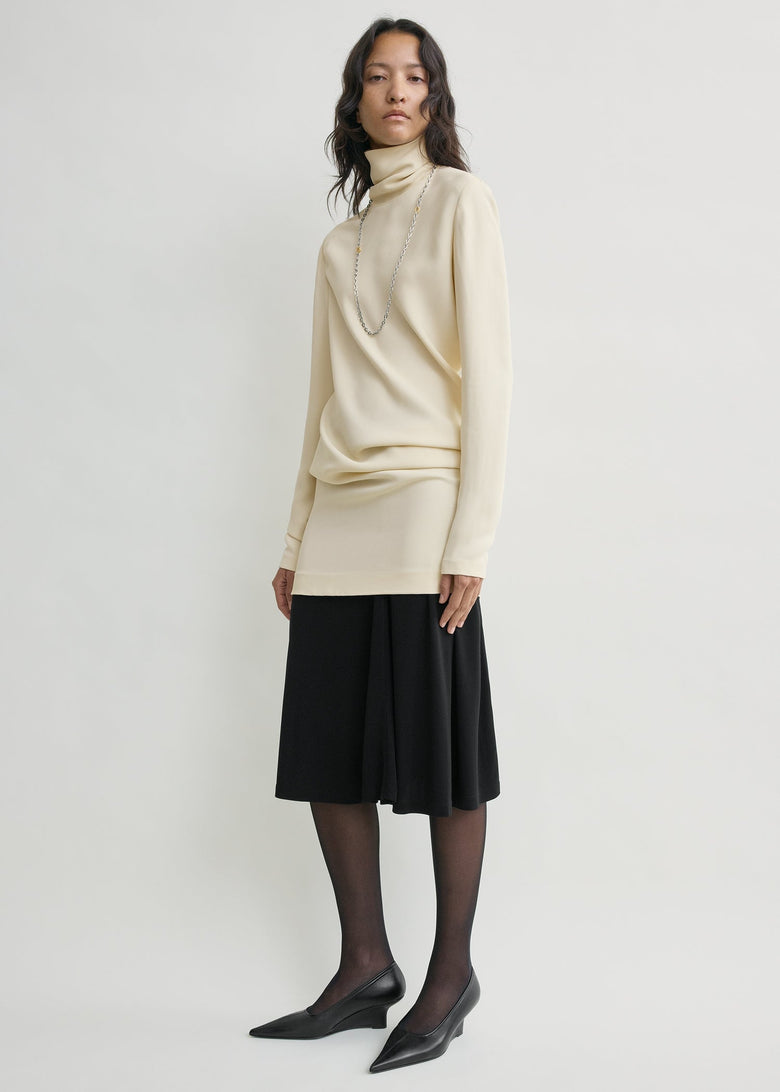 High-neck twist blouse ecru