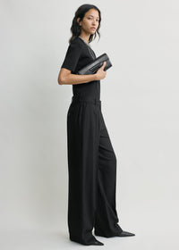 Wide flannel trousers black petite