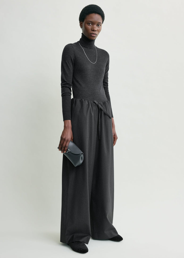 Drawstring dinner trousers charcoal melange