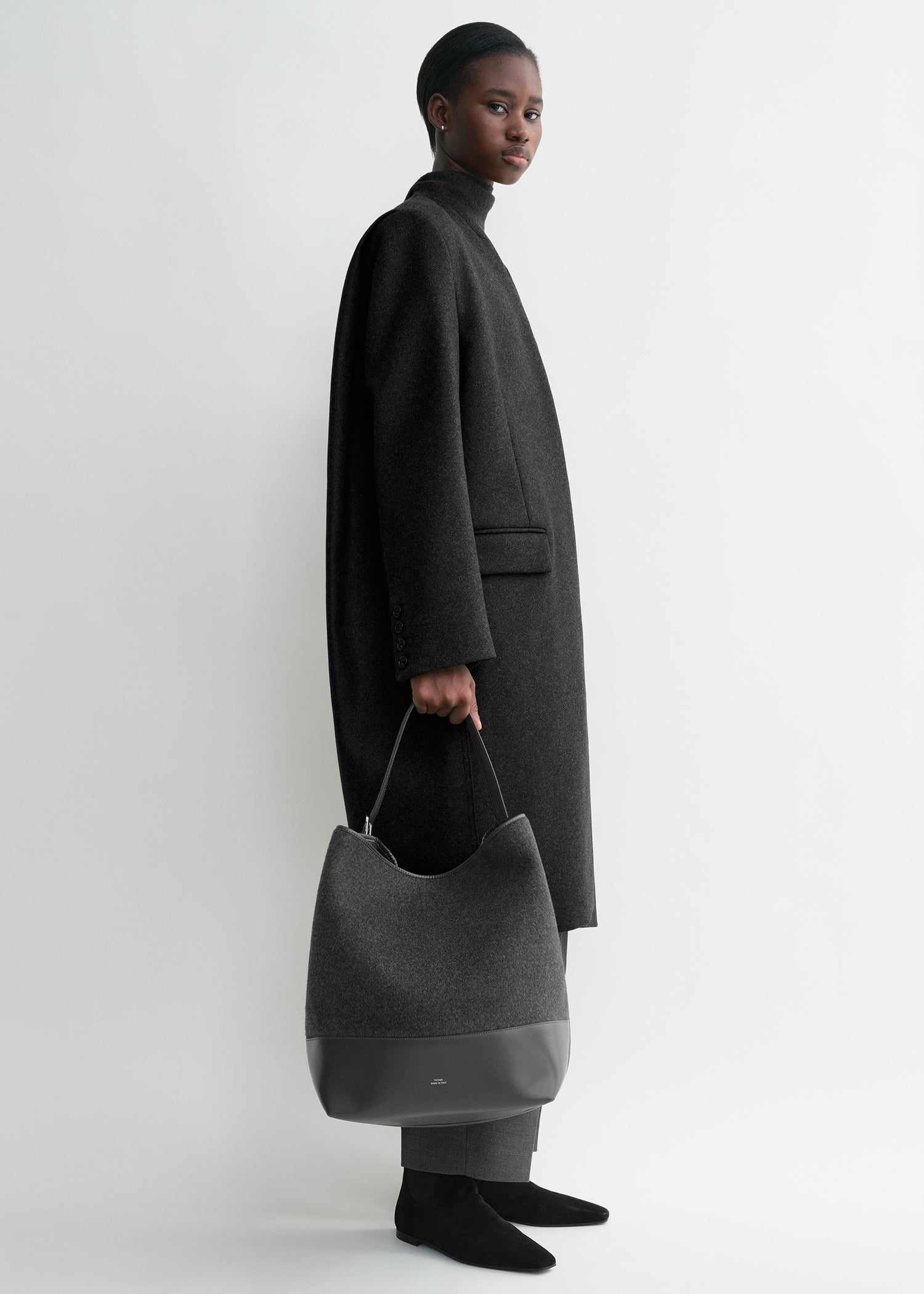 Belted doublé tote grey
