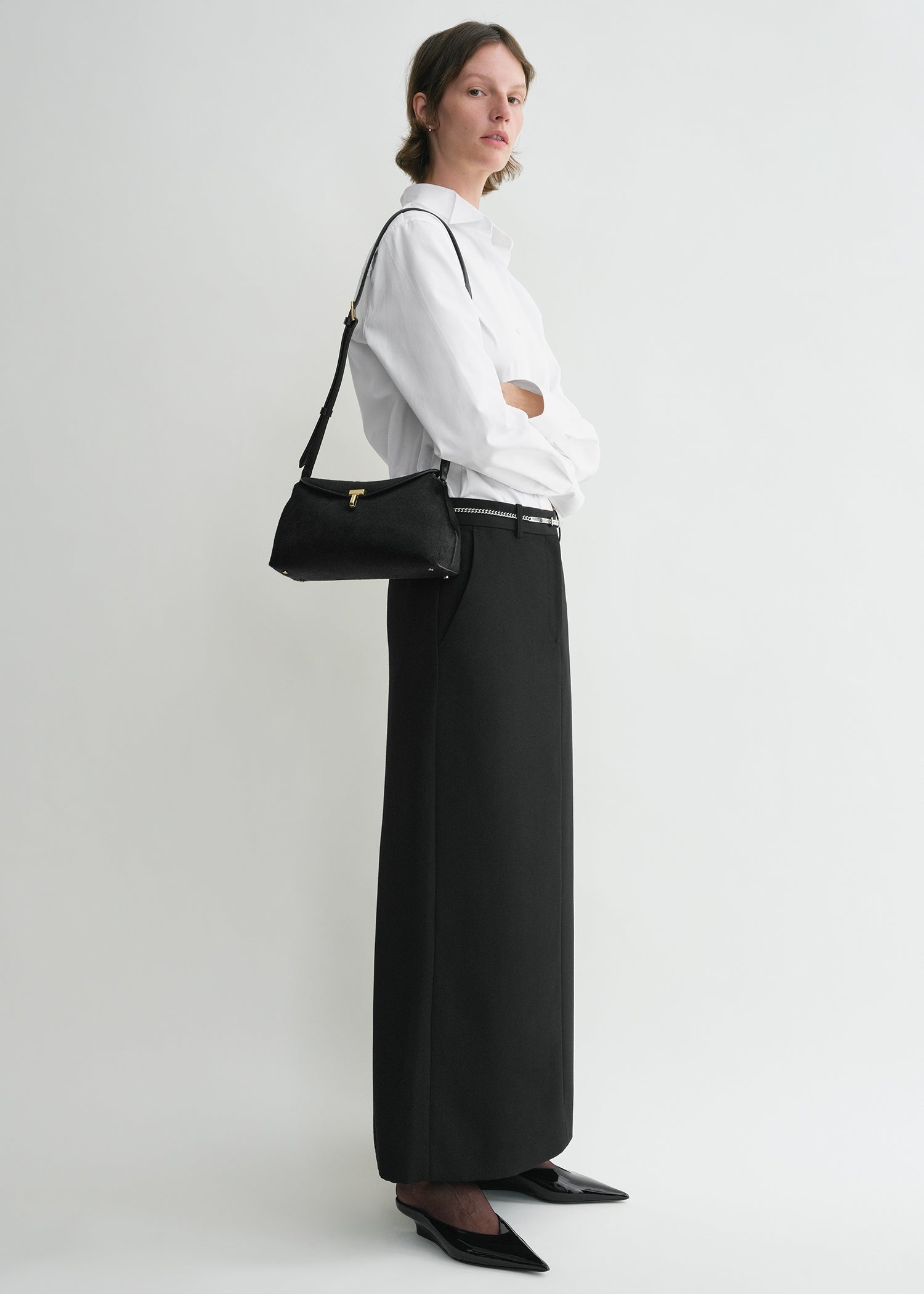 T-Lock pony hair clutch black