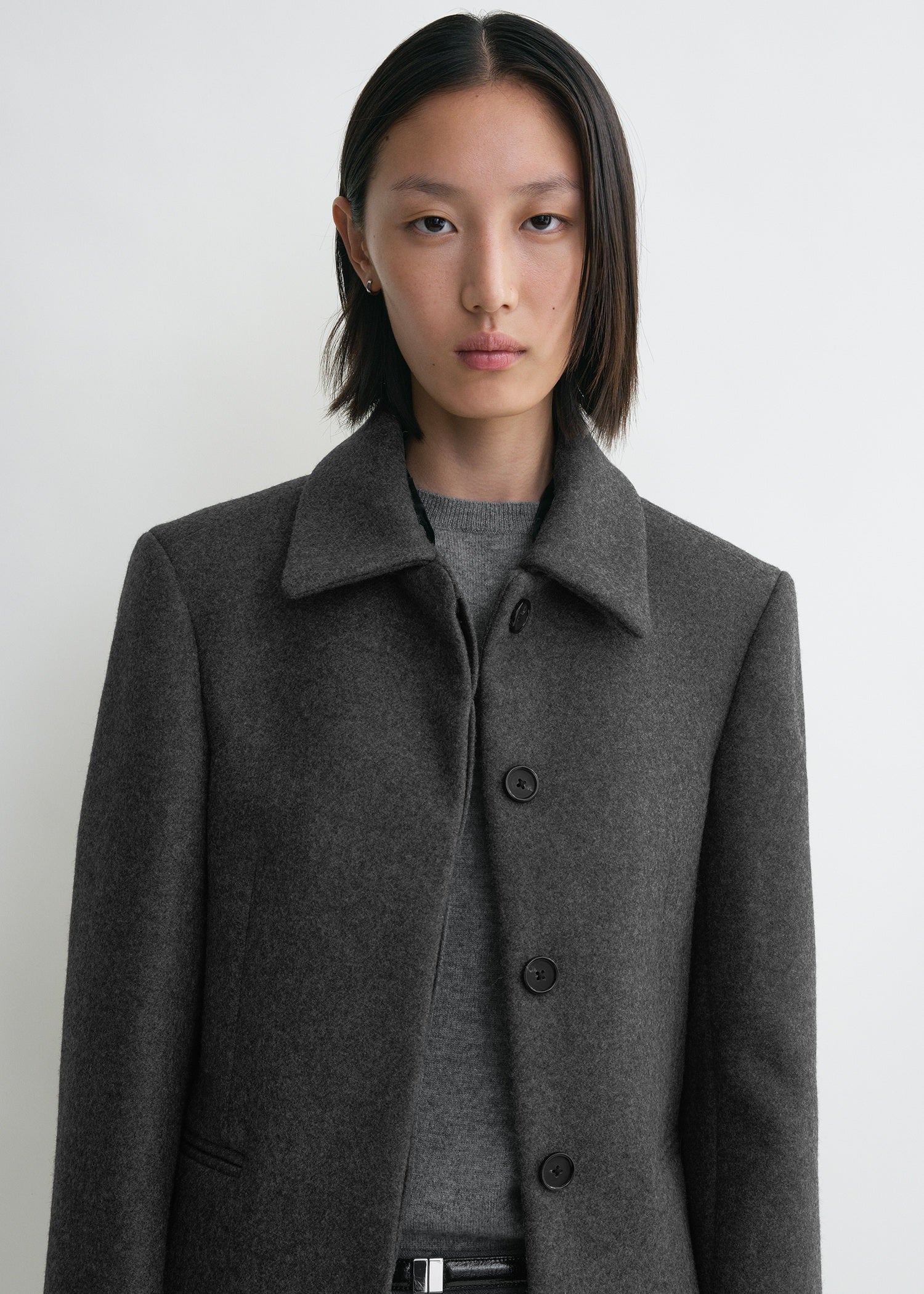 Shearling collar jacket mid grey
