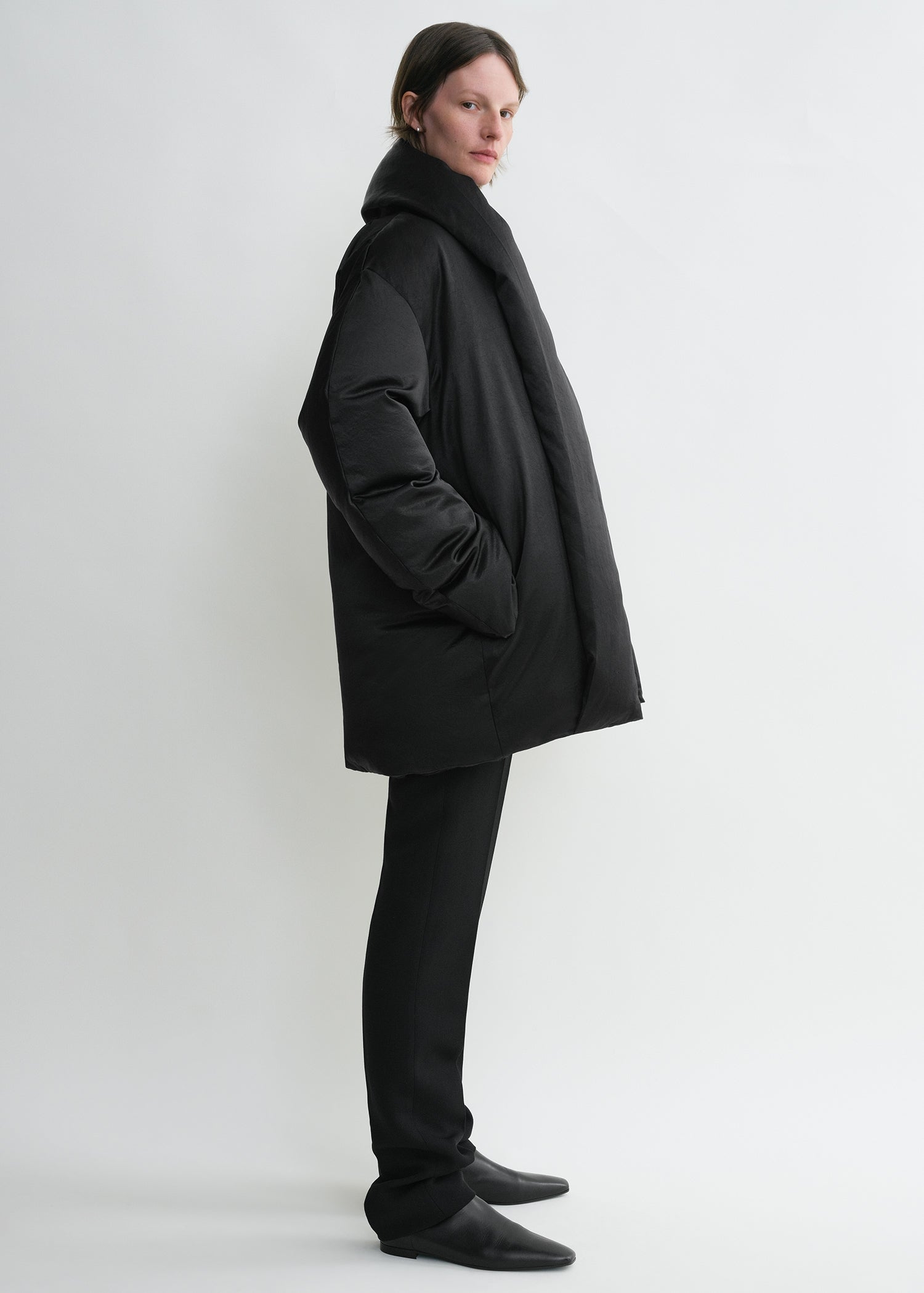 Satin puffer jacket black TOTEME