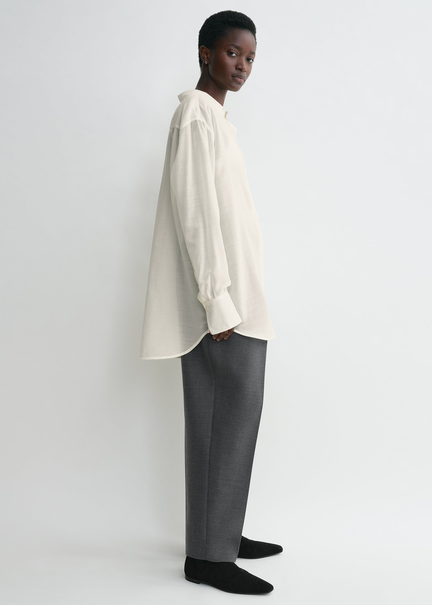 Relaxed voile shirt milk