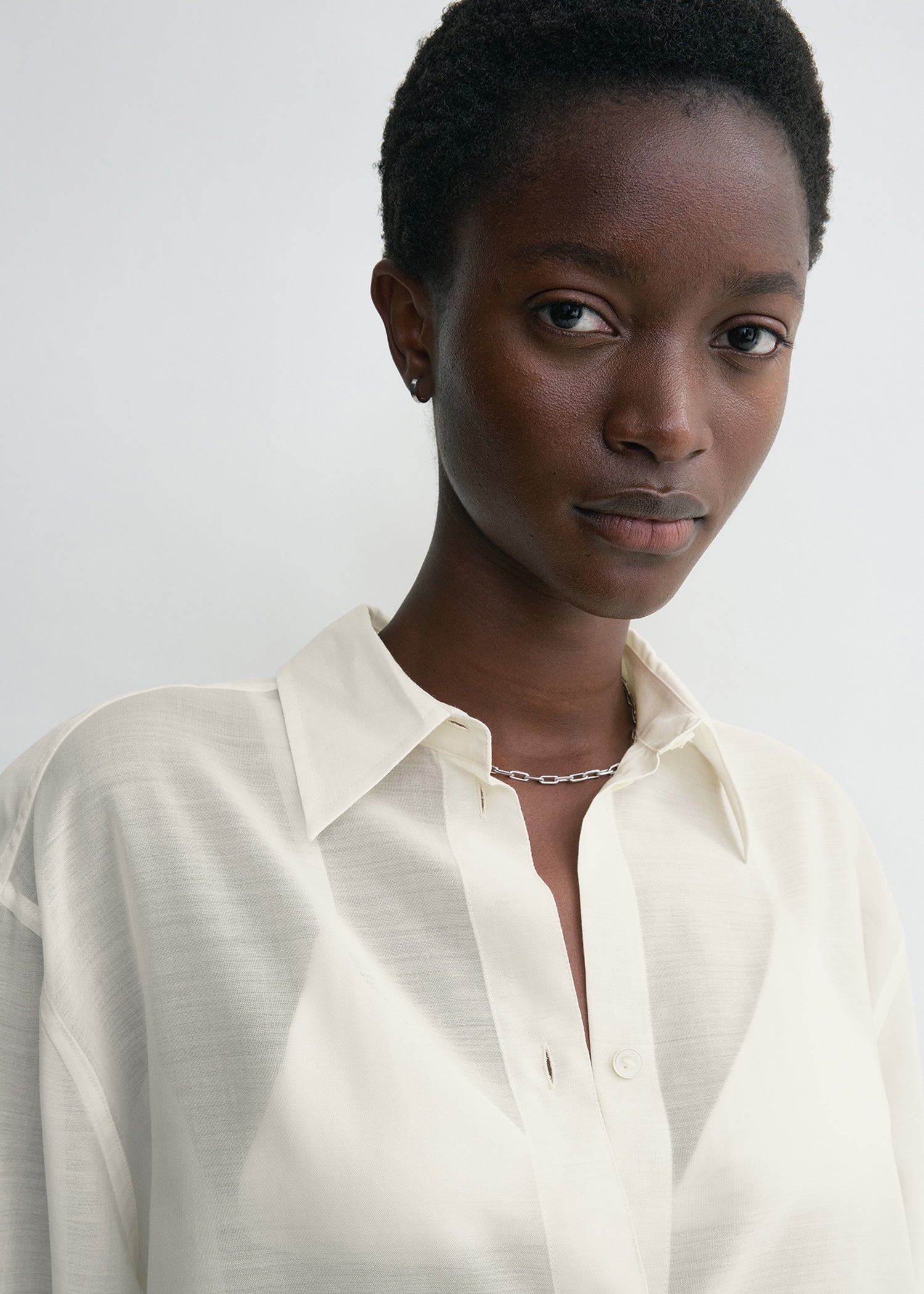 Relaxed voile shirt milk