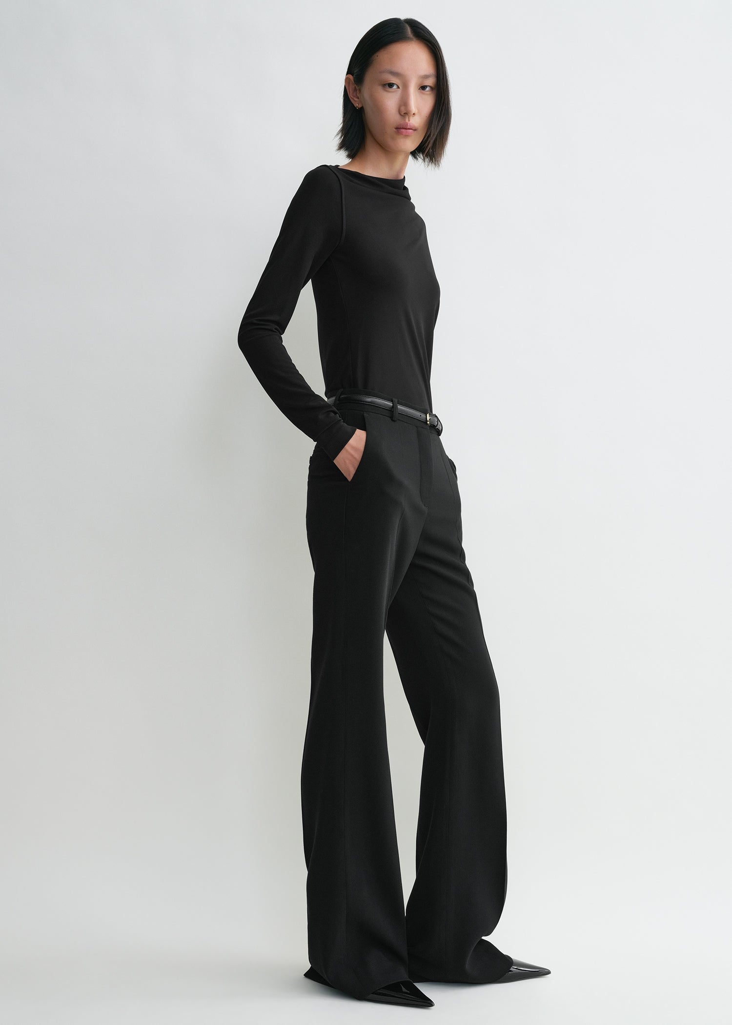 Draped jersey top black