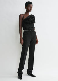 Shearling appliqué top black