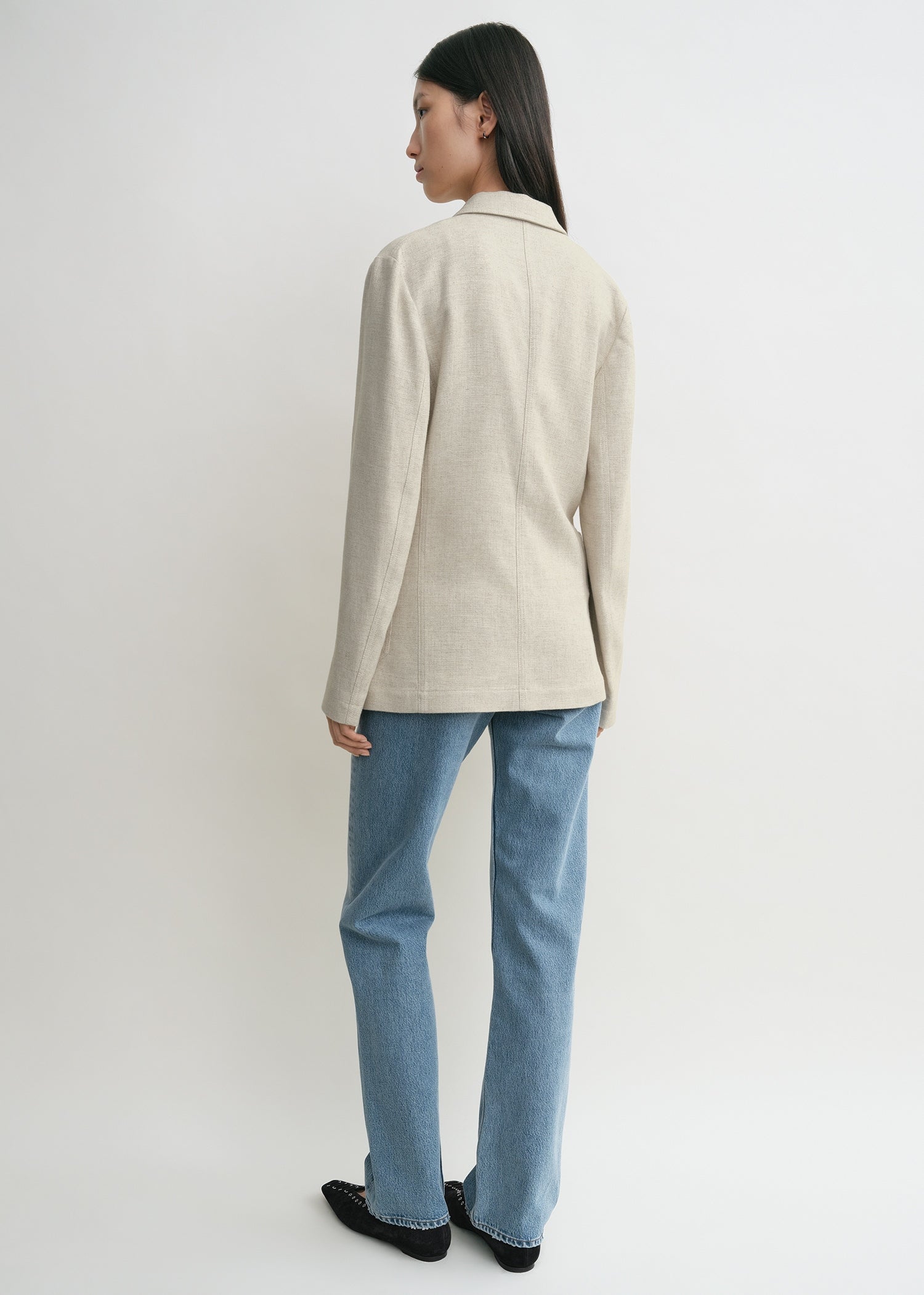 Slim viscose linen blazer desert
