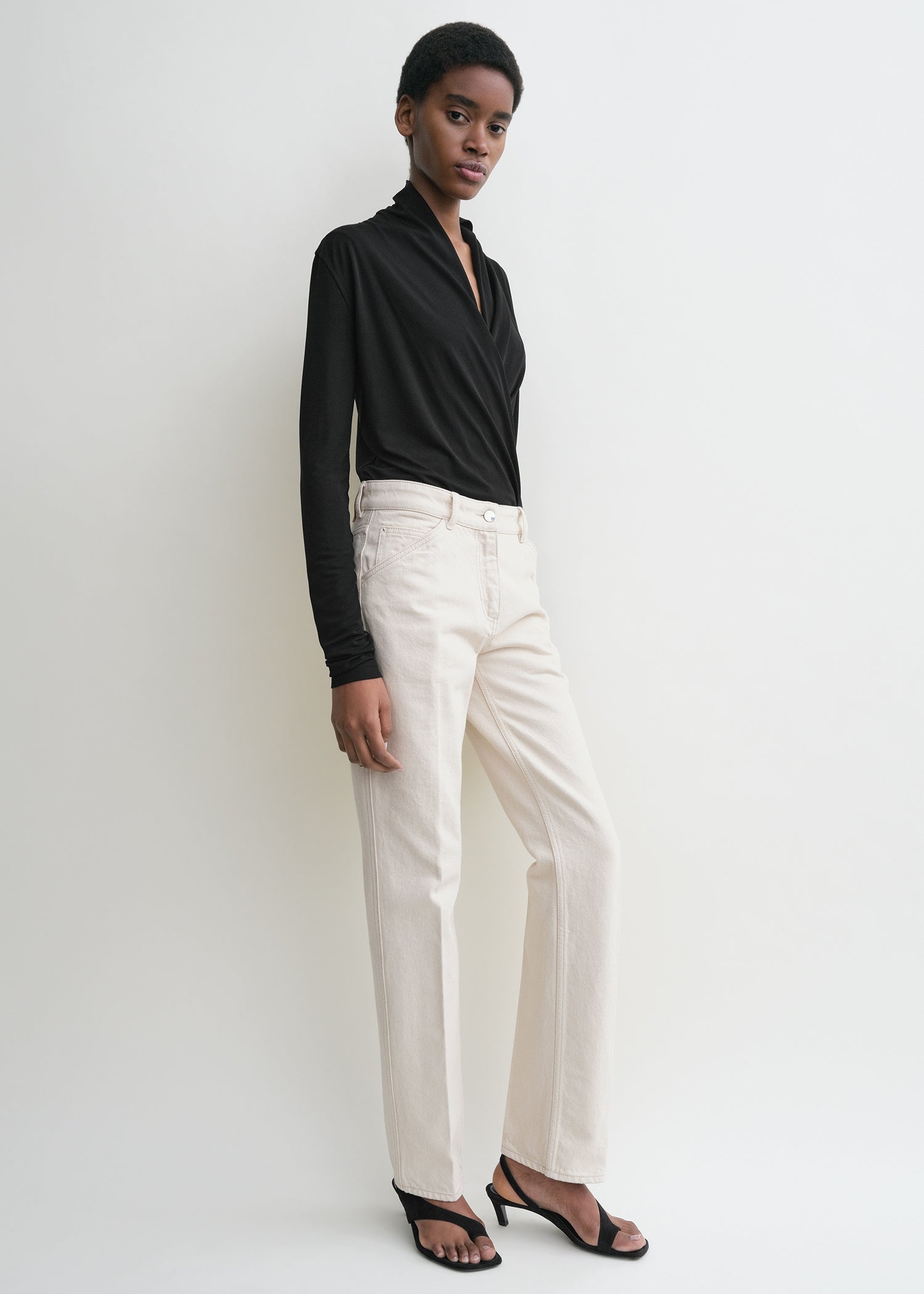Low slim denim ecru