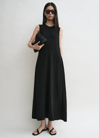 Woven stripe dress black