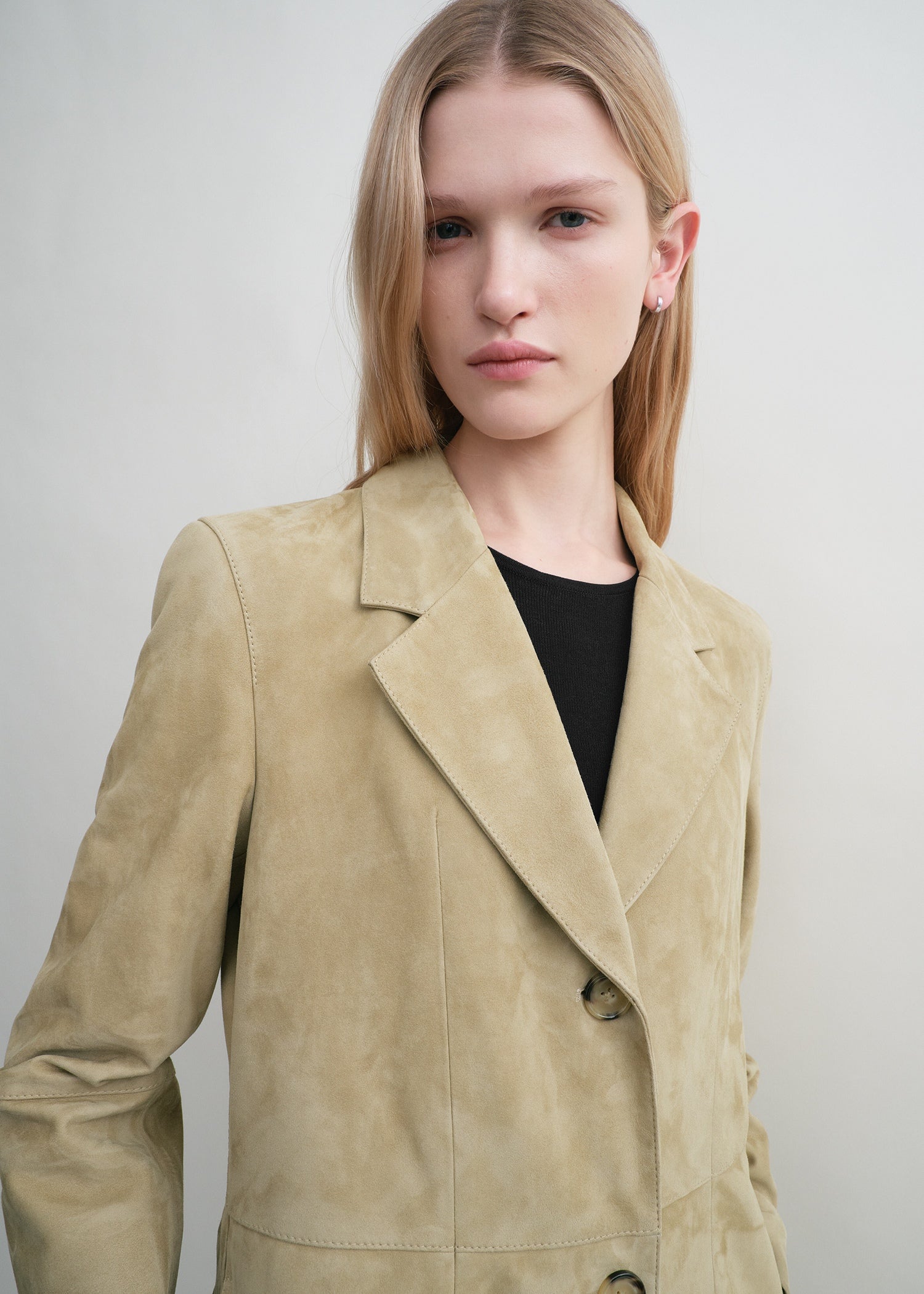 Cinched suede coat desert