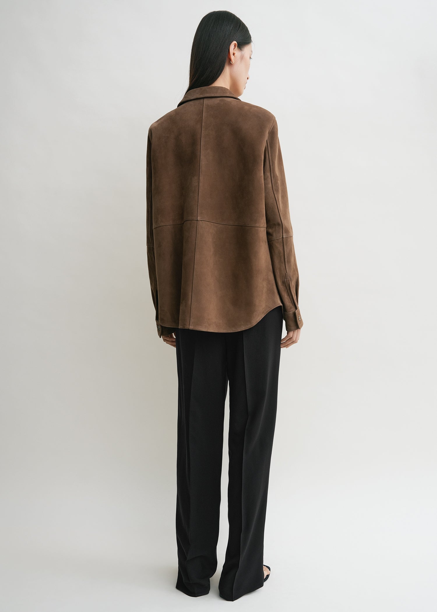 Soft suede shirt tobacco