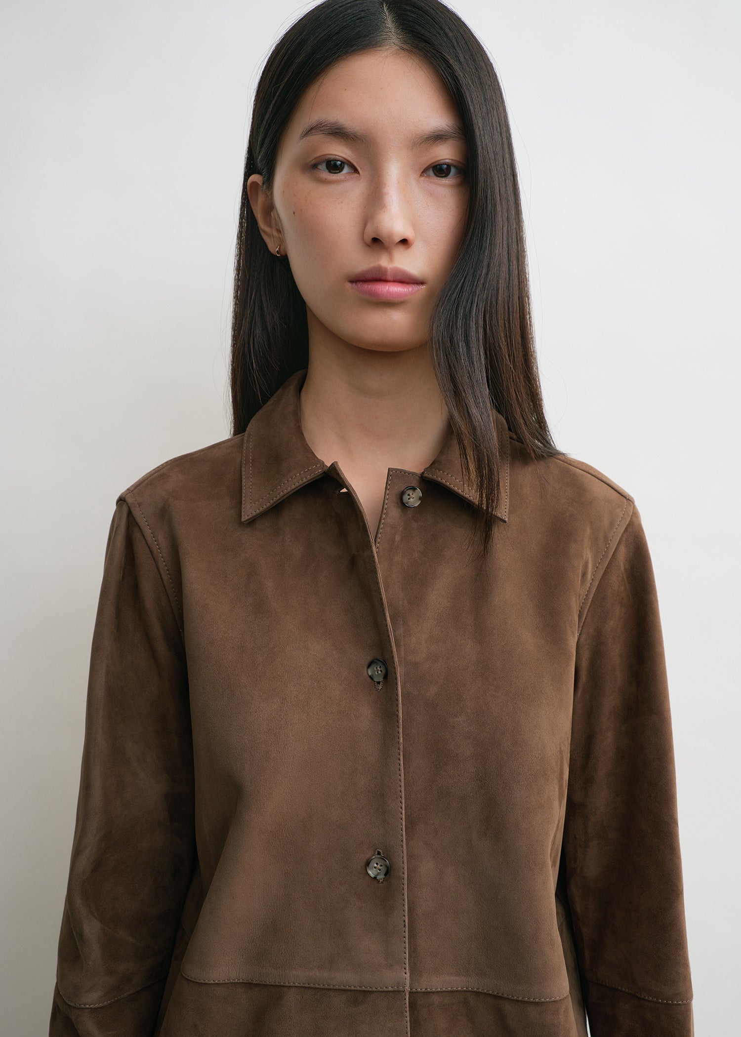 Soft suede shirt tobacco