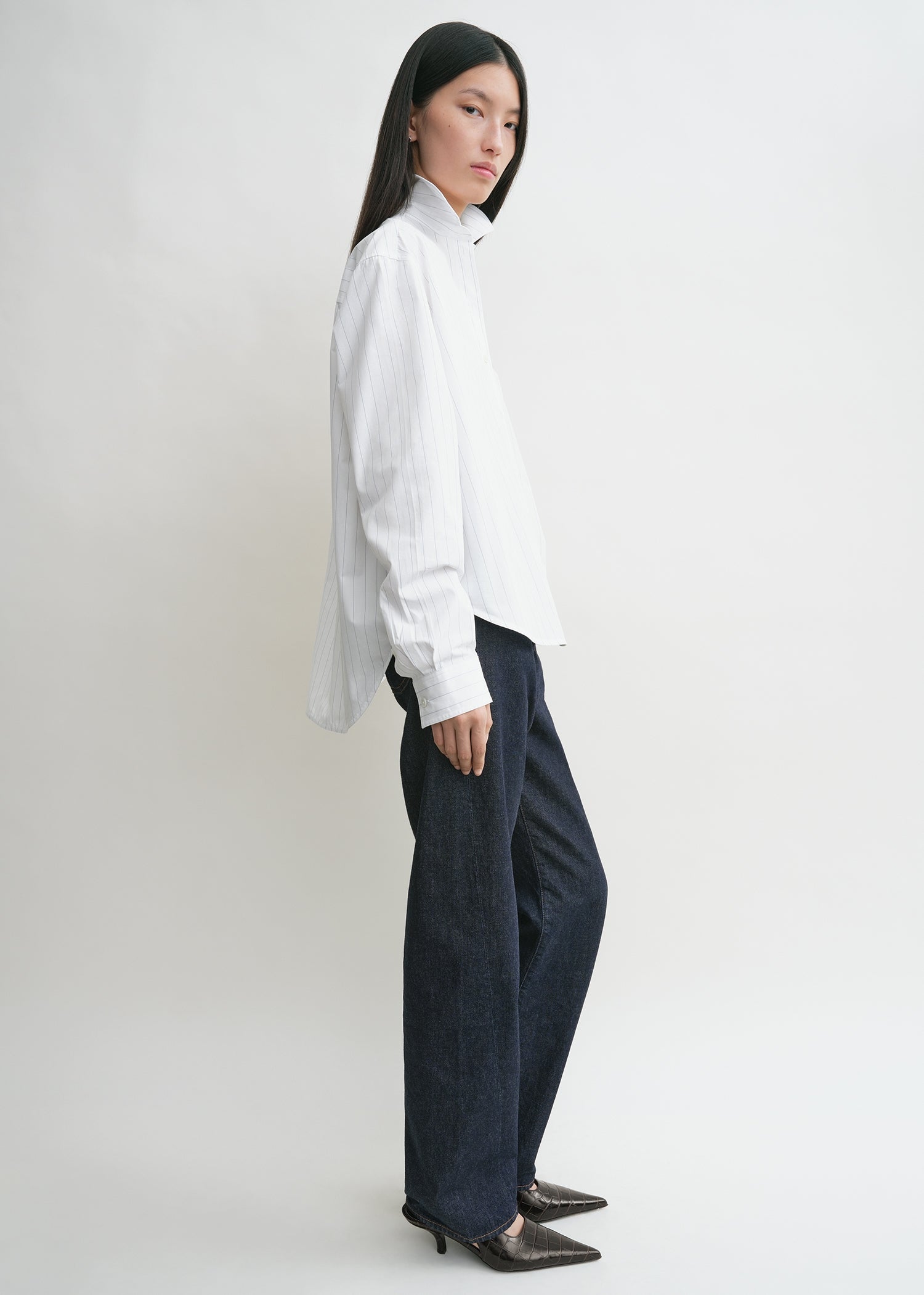 Monogram striped shirt white/cobalt pinstripe