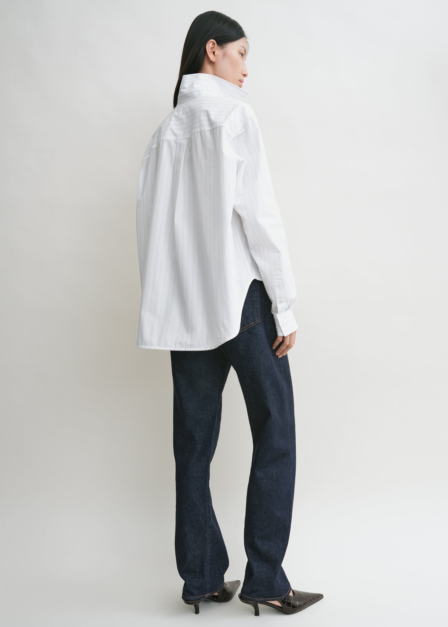 Monogram striped shirt white/cobalt pinstripe