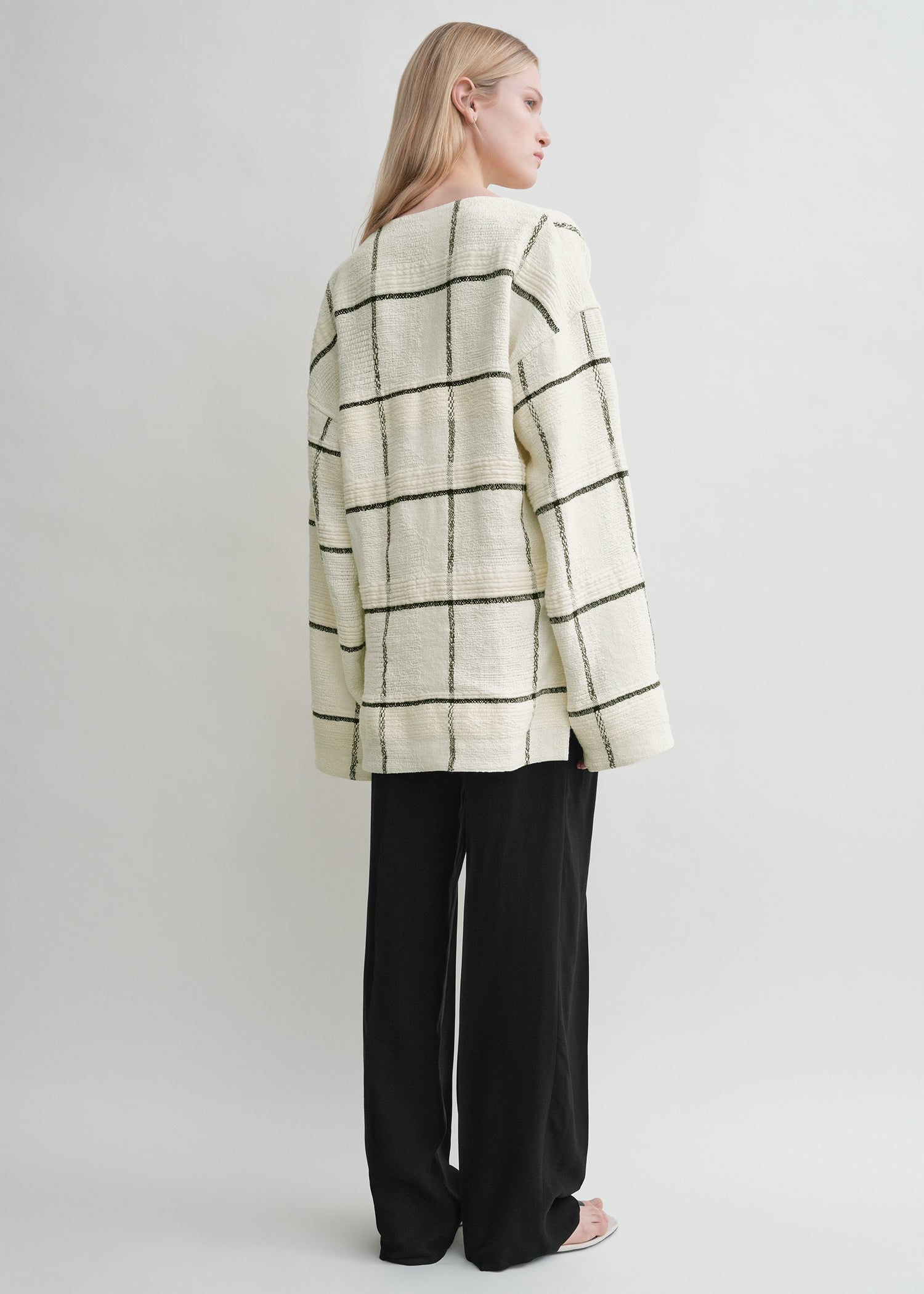 Windowpane-check tunic ecru