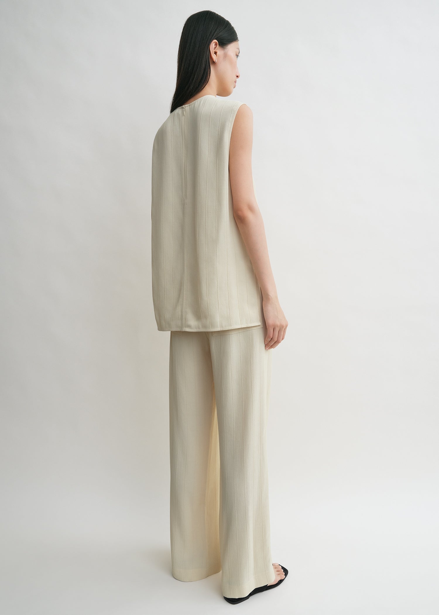Woven stripe top ecru