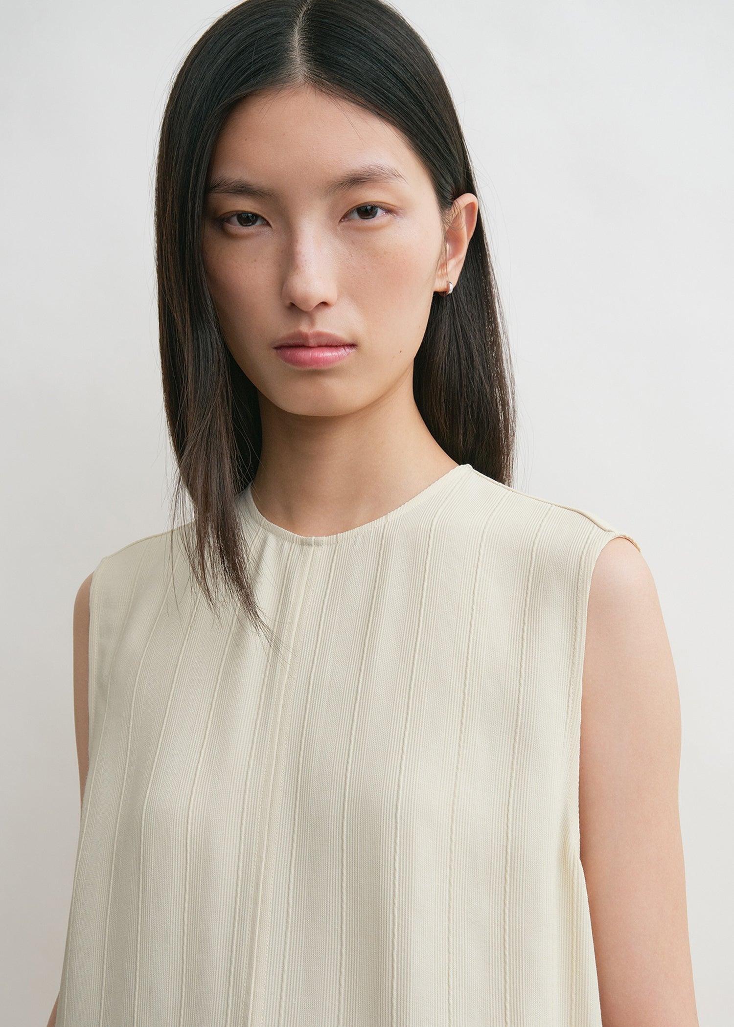 Woven stripe top ecru