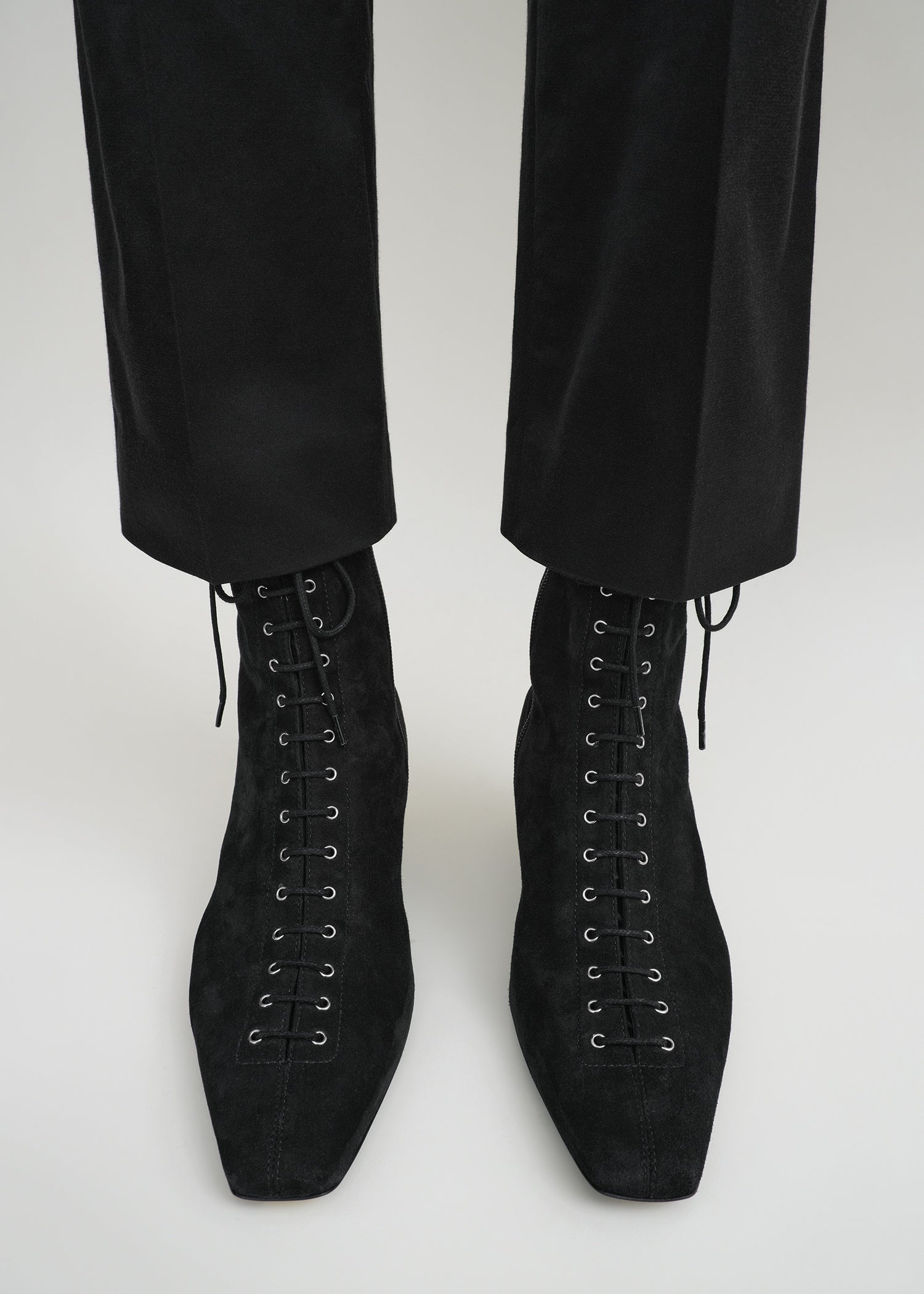 Suede lace-up boots black