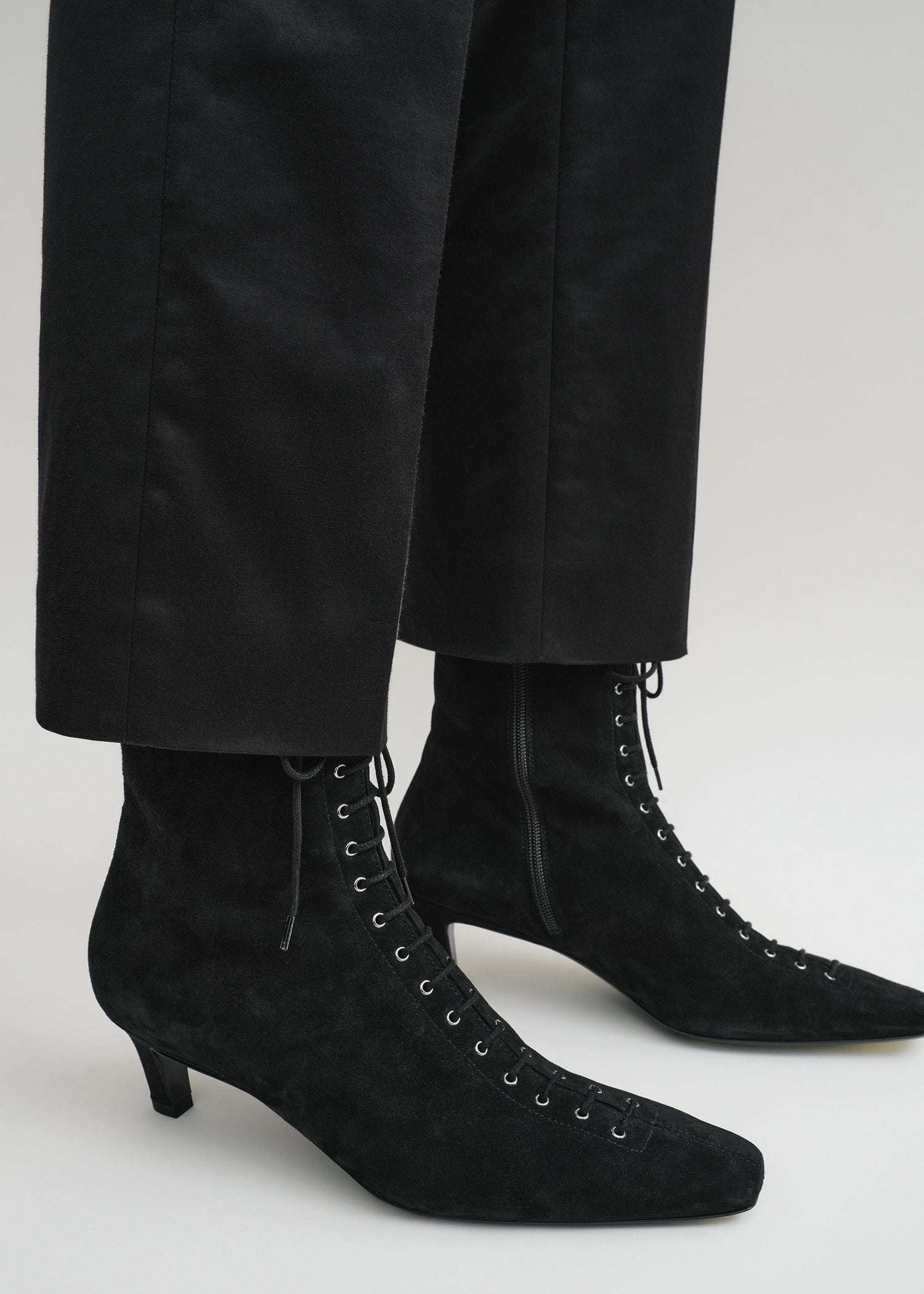 Suede lace-up boots black