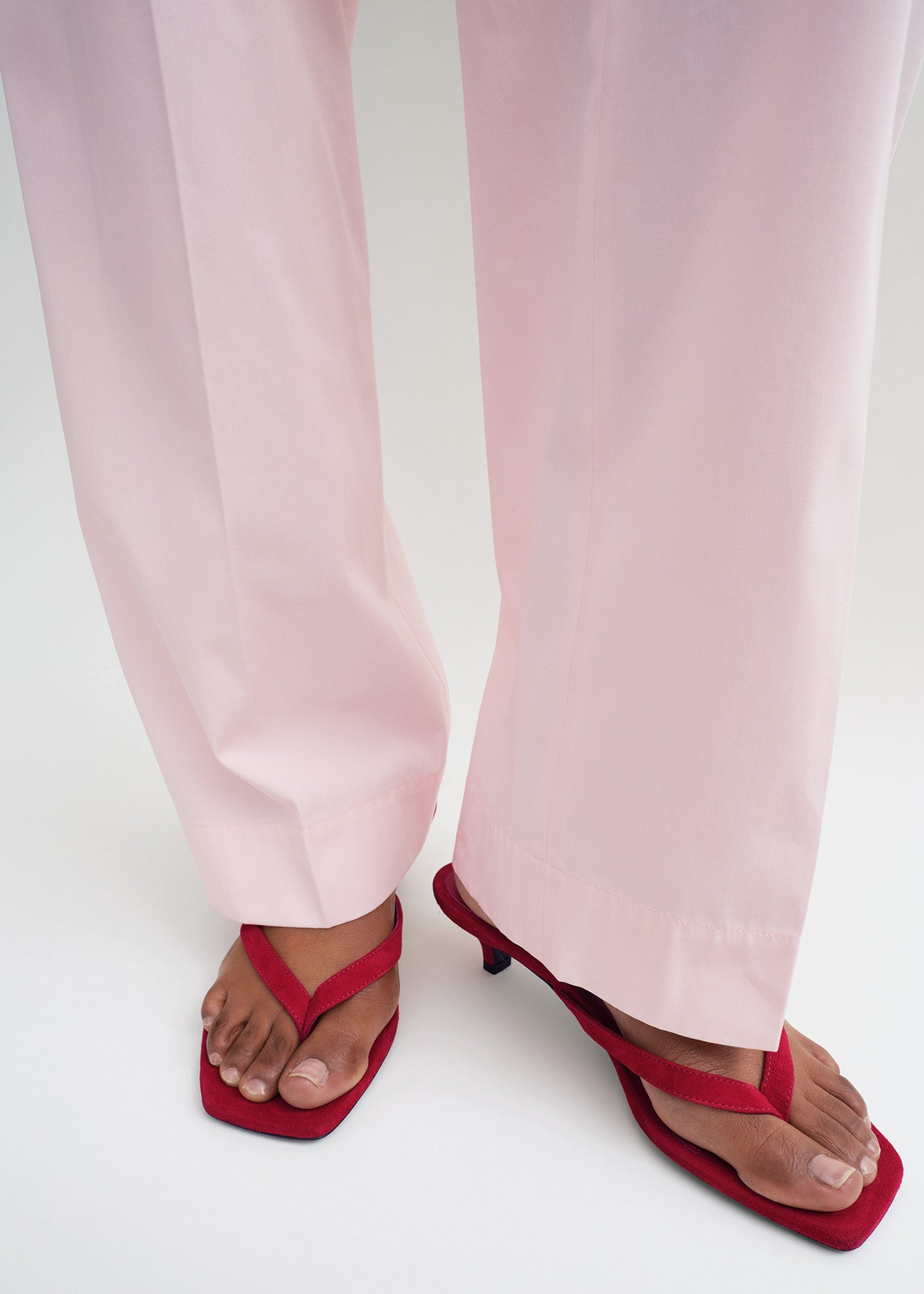 Suede heeled flip flops scarlet
