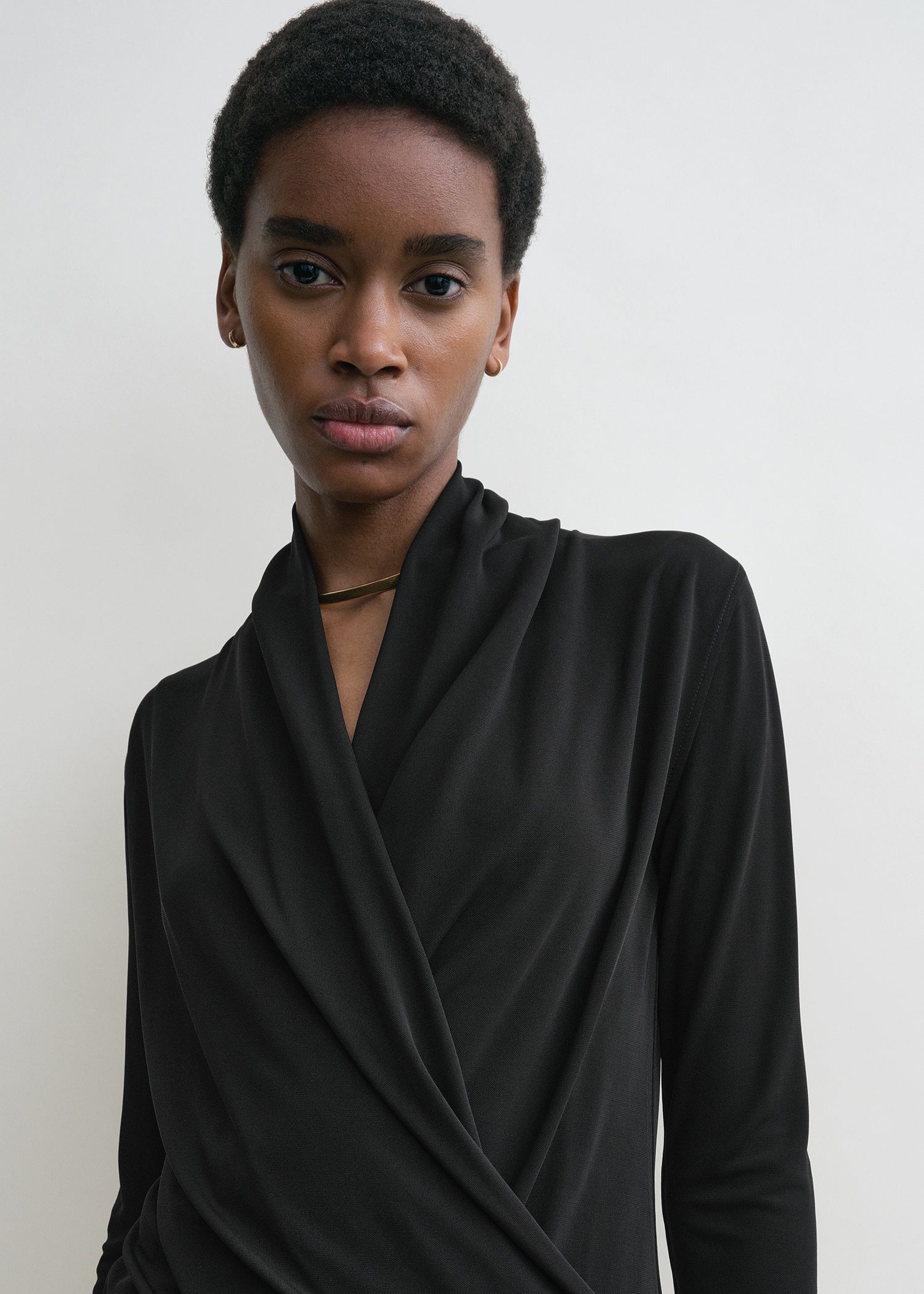 Overlapped jersey top black