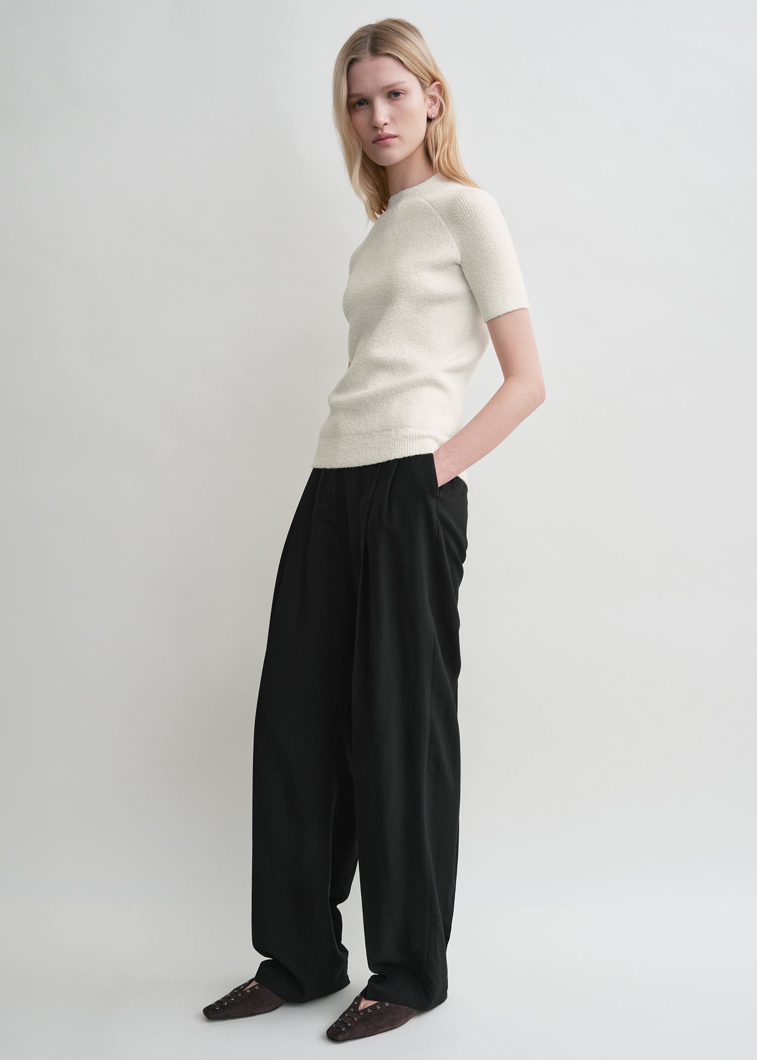 Raglan-sleeve terry knit white