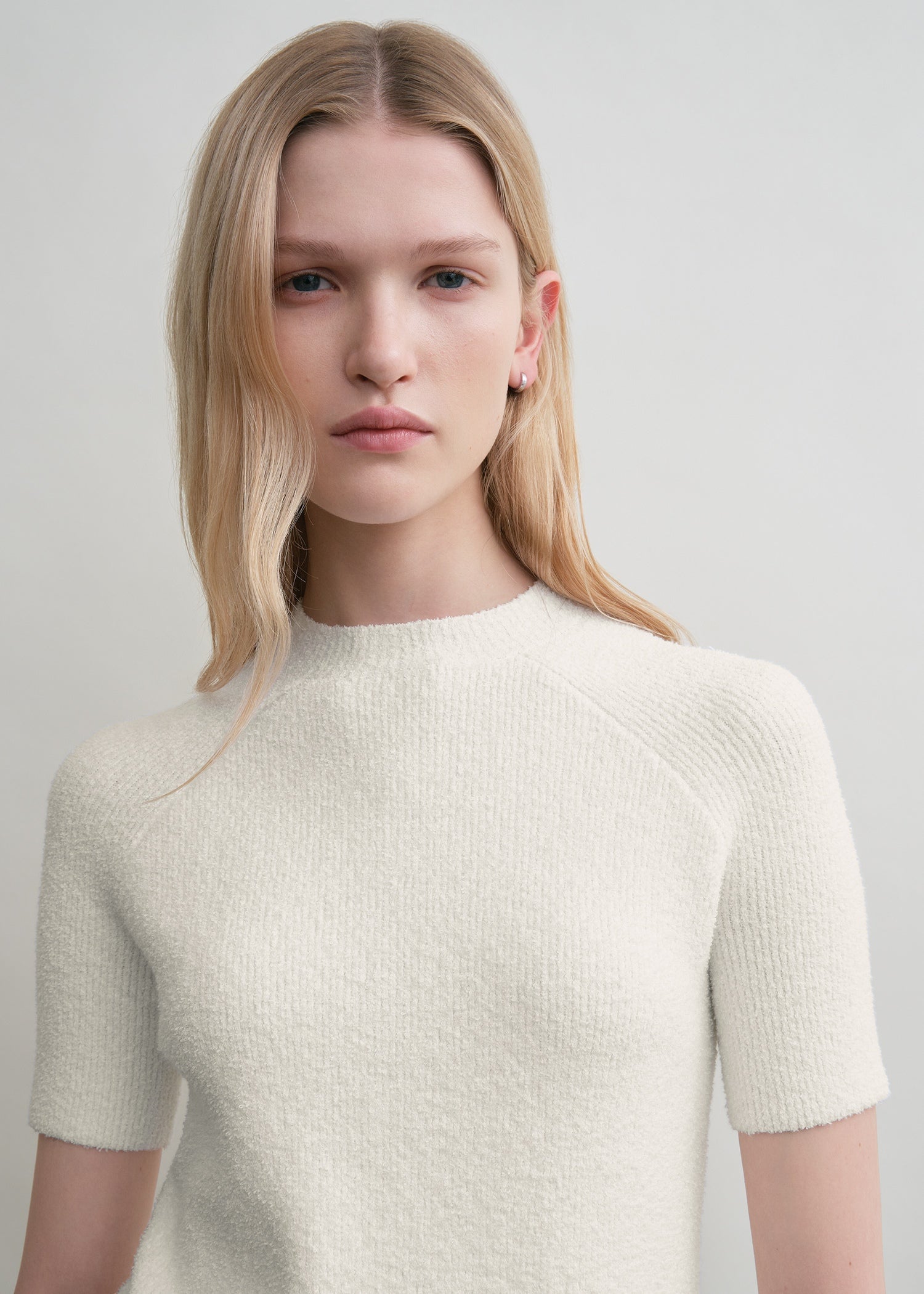 Raglan-sleeve terry knit white
