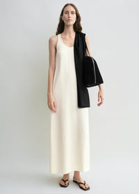 Scoop-neck sablé dress macadamia petite