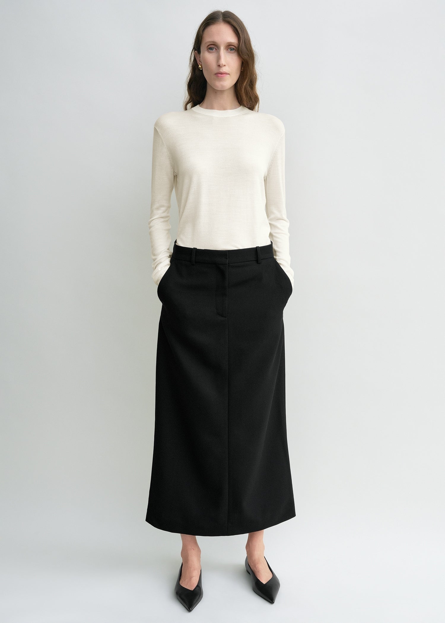 Fine crew knit ecru