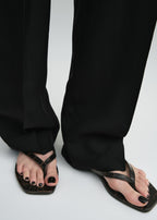 Croco-embossed flip flops dark brown