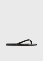 Croco-embossed flip flops dark brown