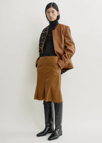 Fluted leather skirt copper