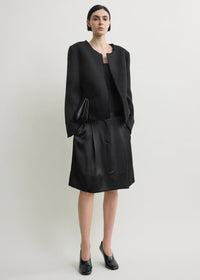 Open-front bouclé blazer black