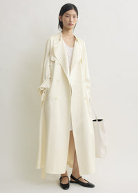 Draped satin trench off-white
