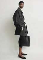 Washed cotton trench washed black