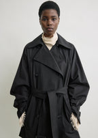 Washed cotton trench washed black